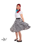 Black and White Check 50s Circle Skirt w Crinoline Sz SM Dance Sock Hop ... - £25.57 GBP