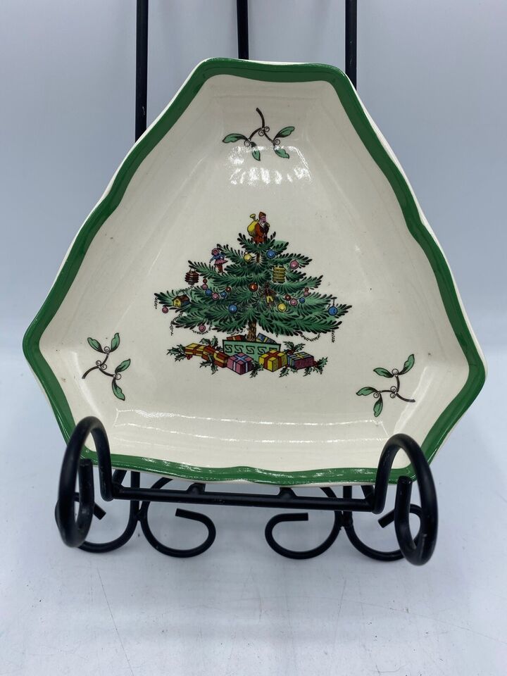 Triangular Tray Christmas Tree (Green Trim) by SPODE Length 10 3/8 in Di... - $12.86
