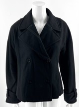 BCBG Generation Womens Jacket Size L Black Peacoat Double Breasted Wool Blend - £39.56 GBP