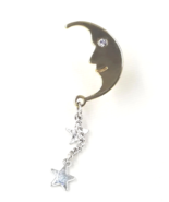Avon Jewelry Gold Tone Rhinestone Crescent Moon Pin Silver Tone Dangle S... - $9.99