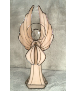 Stained Glass Standing Angel Figure Iridescent Glass Clear Crystal Beige... - $21.44 CAD