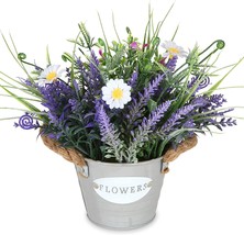 Mixrose Artificial Plants Purple Fake Lavender Flowers Plant With White Daisy In - £25.57 GBP