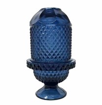 Viking Glass Blue Charcoal Fairy Light Vintage Diamond Point Votive Candle - $232.75