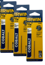 Irwin Cobalt Drill Bit For Hardened Steel 1/16 In Resharpenable Tip Pack of 3 - £10.83 GBP