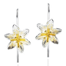 My Sweet Lily Two Tone 18k Gold Overlay 925 Silver Dangle Earrings - £15.52 GBP