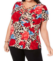 allbrand365 designer Womens Plus Size Strappy V Neck Top Size-1X,Leopard Tapestr - £49.61 GBP