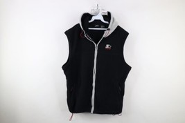 Vtg 90s Starter Mens Large Distressed Spell Out Sleeveless Fleece Hoodie Jacket - $59.35