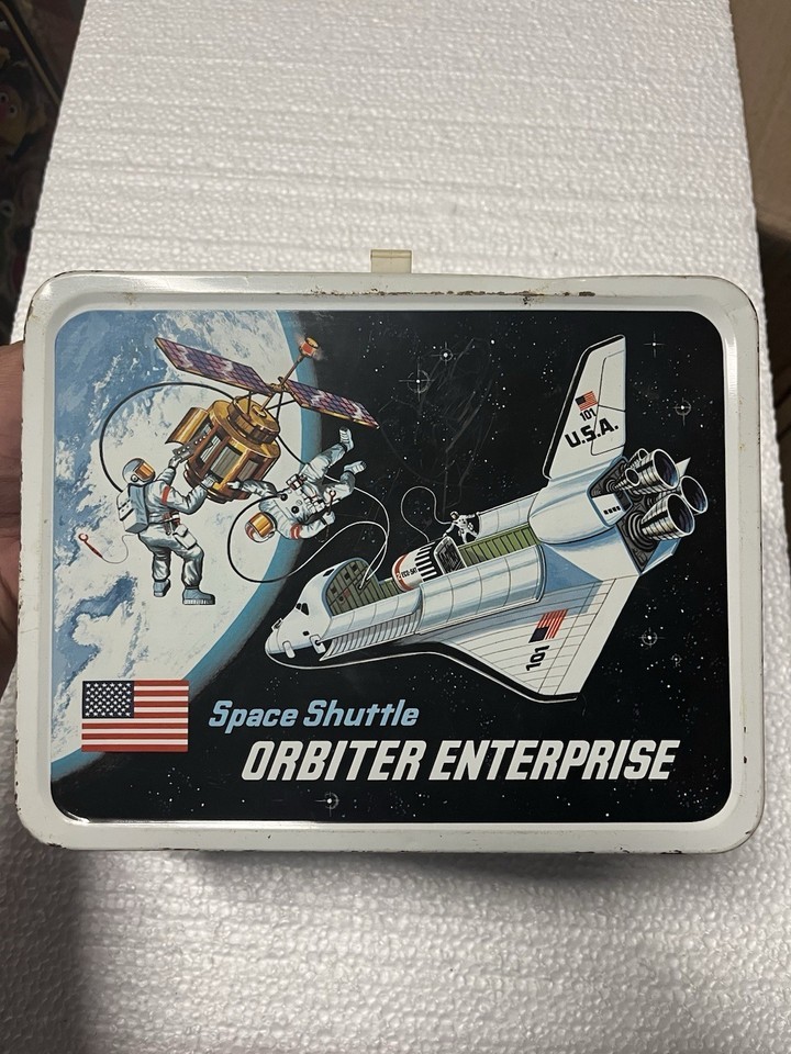 Vintage 1977 Space Shuttle Orbiter Enterprise Metal Thermos Lunch box No... - $54.69