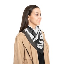 Black and White Wolf &quot;Be Wild and Wander&quot; Print Square Poly Scarf - £19.39 GBP+