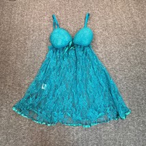 Unbranded Nightie Womens XL Teal Green Babydoll Lace V Neck Molded Underwire Cup - £17.35 GBP