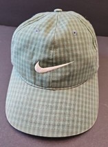 Vintage 1990s Nike Logo Swoosh Green Plaid Snap Back Hat Cap Adjustable Mens - £23.87 GBP