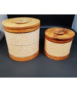 Vintage 50s Wooden Kitchen Canister/Storage Set of 2 (6 1/2&quot; and 4 1/2&quot;) - £31.65 GBP