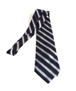 Daniel Craig Vintage Tie Abstract Blue Black Silver 100% Silk Necktie Me... - $24.92 CAD