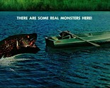 Comic Exaggeration Real Monsters Here Fishing UNP Chrome Postcard Unused - $2.92