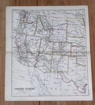 1890 Original Antique Map Western Usa California Arizona Texas - £13.45 GBP