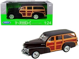 1948 Chevrolet Woody Fleetmaster Dark Brown 1/24 Diecast Model Car by Welly - $1,512.42 MXN