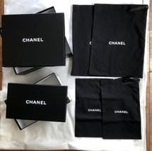 Chanel shoe boxes with dust bags set of 2 in 2 sizes empty black - £24.53 GBP