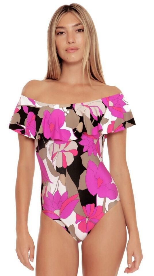 TRINA TURK LYNX GEMINI OFF THE SHOULDER 1PC SWIM RUFFLE BANDEAU 6,8,10,1... - $65.99