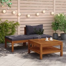  Garden Lounge Set Dark Grey Solid Acacia Wood, 100% polyester - $344.49