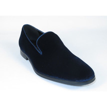 Mens Santino Luciano Shoes Soft Velvet Slip on Loafer Formal C351 Navy Blue image 2