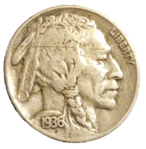 1936 Denver mint Indian Head Buffalo Nickel - £2.35 GBP