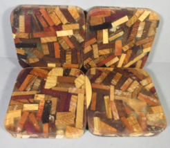 Coasters Wood Pieces &amp; Chips Suspended in Clear Resin 3.25&quot; 4 qty. - $7.77