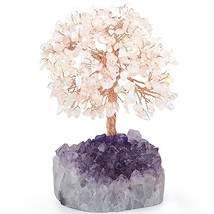 Gemstone Crystal Tree of Life,Natural Moonstone with Amethyst Geode Clus... - $55.99