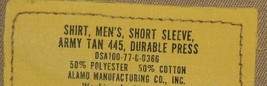 US Army Quarter sleeve khaki tan short sleeve service shirt Alamo 1977 - £27.53 GBP