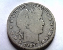 1907-O BARBER HALF DOLLAR GOOD+ G+ NICE ORIGINAL COIN FROM BOBS COINS FA... - $24.00