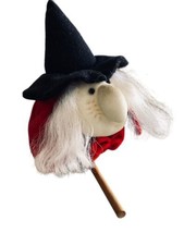 VTG Halloween Witch Felt Doll Riding a Broom Hanging Decoration Kitchen Witch - £13.04 GBP