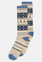 Sun + Stone Men&#39;s Reindeer Crew Socks, TAN/BLUE, SOCK SZ 10-13 - $5.93