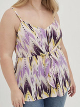 New Torrid Tie Front Cami Georgette Ikat Print Purple Plus Size 3x - £19.78 GBP