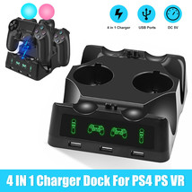 4 In1 Controller Charger Dock Station Stand Led For Playstation Ps4/Move/Ps4 Vr - £26.09 GBP