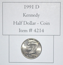 1991 D, Kennedy Half Dollar, # 4214, half dollar coin, vintage coins, ra... - $11.65