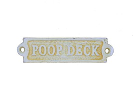 [Pack Of 2] Antique White Cast Iron Poop Deck Sign 6&quot;&quot; - £28.48 GBP