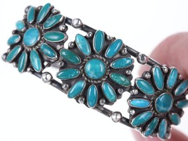 40&#39;s-50&#39;s Native American sterling/turquoise cluster bracelet - £530.24 GBP