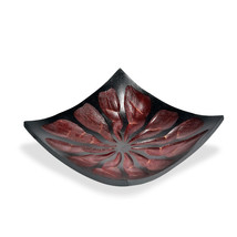 Simply Chic Hand Carved Square Dark Brown Wood 7inch Platter - £16.07 GBP