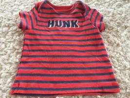 Carters Boys Red Blue Embroidered HUNK Short Sleeve Shirt 3 Months - $4.69 CAD