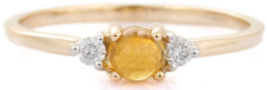 14K Gold Cabochon Citrine and Diamond Ring - £223.12 GBP