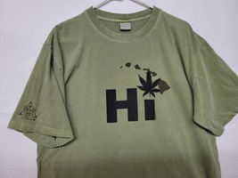 Crazy Shirts Cannabis Pot Weed Leaf Hi Hemp Dyed T shirt Green L XL Hawaii Map - £37.92 GBP