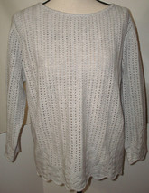 NWT New Womens 1X 2X Ryllace Plus 100% Cashmere Sweater Light Gray Scall... - £161.08 GBP