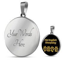 Old English Sheepdog Mama Circle Necklace Stainless Steel or 18k Gold 18-22&quot; Do - £33.76 GBP+