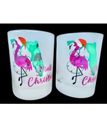 Culver Ltd Pink Christmas Flamingos Florida Frosted Barware Set Lowball ... - €34,94 EUR