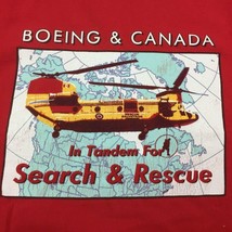 Vintage Hanes Men&#39;s Boeing &amp; Canada In Tandem For Search &amp; Rescue Red T-Shirt XL - £32.16 GBP