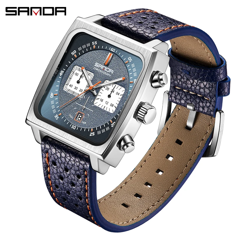 SANDA Fashion Square Men    Male Clock   Mens Wrist Watch  Masculino 5311 - £53.85 GBP