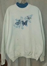 VTG Top Stitch Sweat Shirt Morning Sun Womens XL Butterflies Flowers Pul... - $29.99