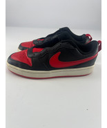 Nike Court Borough Low 2 Shoes Boys Girls Youth Size 6 Black Red Sneakers - £17.77 GBP