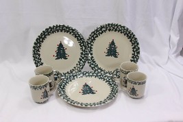 Tienshan Folkcraft Winter Wonderland Plates Mugs Christmas Set of 7 - $39.19