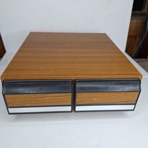 Vintage Faux Wooden 2 Drawer Cassette Tape Holder Storage Cabinet Case Holds 24 - £17.06 GBP