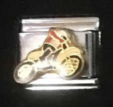 Person Riding Motorcycle Italian Charm Enamel Link 9MM K47 Style RMB - £11.79 GBP